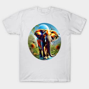 Vibrant Pachyderm: A Symphony of Colors T-Shirt
